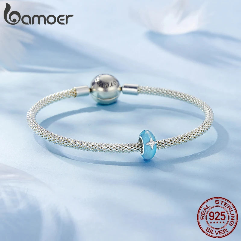 BAMOER 925 Sterling Silver Dreamy Starry Spacer Bead fit Original Bracelet DIY Jewelry Accessories bamoer Bead BSC1103