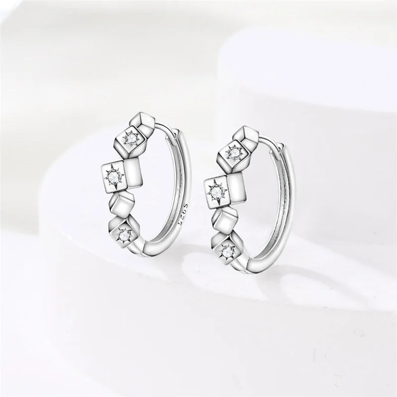 New Original 925 Sterling Silver Hoop Earrings Rose Gold Color Zircon Studs Earring For Women Luxury Wedding Engagement Gift