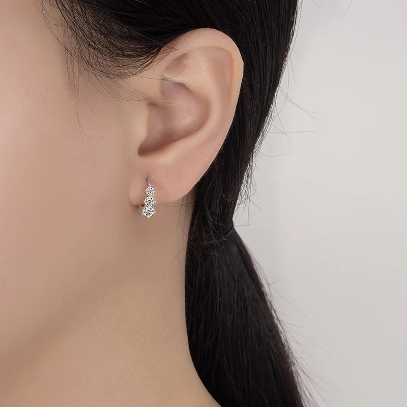 PERFANY 0.72CT All Moissanite Earrings for Women S925 Pure Silver Laboratory Diamond Temperament Fashionable Wedding Jewelry - Madeinsea©