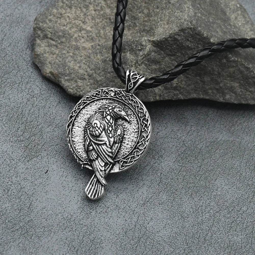 Nordische Mythologie Odin Rabe Wikinger Rune Anhänger Halskette Vintage Keltenknoten Punk Amulett Schmuck Geschenk