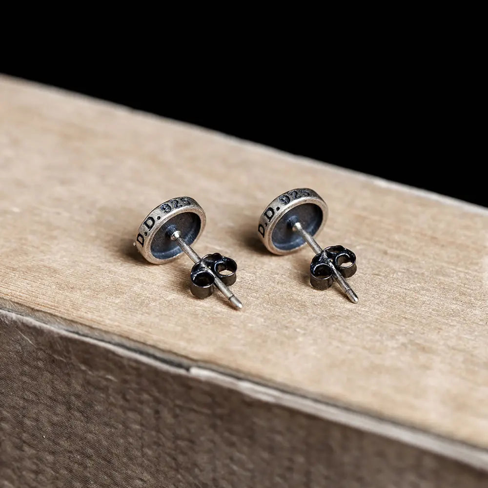 MKENDN Punk Creative Retro Smile Earring Real 925 Sterling Silver Men Women Couple Stud Earrings Personality Trendy Jewelry