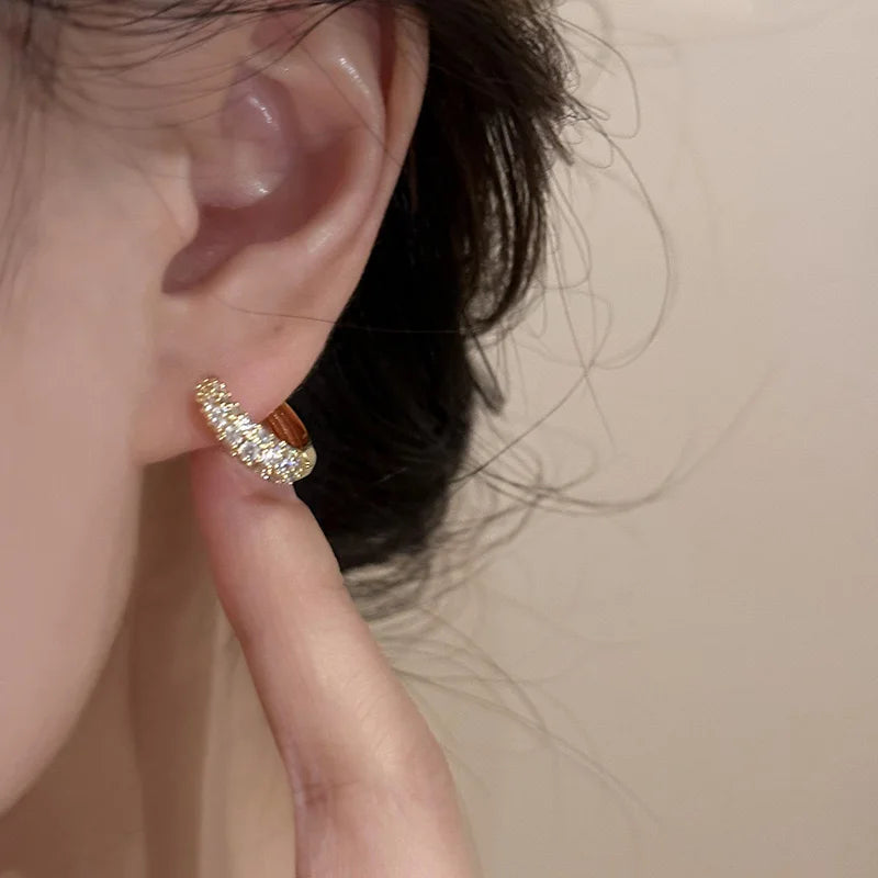 BF CLUB 925 Sterling Silver Earrings For Women Trendy Simple Zircon Round Earring Jewelry Prevent Allergy Party Accessories