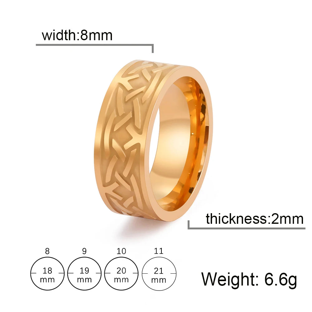 8MM Männer Mode-Ring Edelstahl Ringe Versetzt Arc Muster Viking Schwarz Band Für Jahrestag Geschenk Schmuck Freeshipping