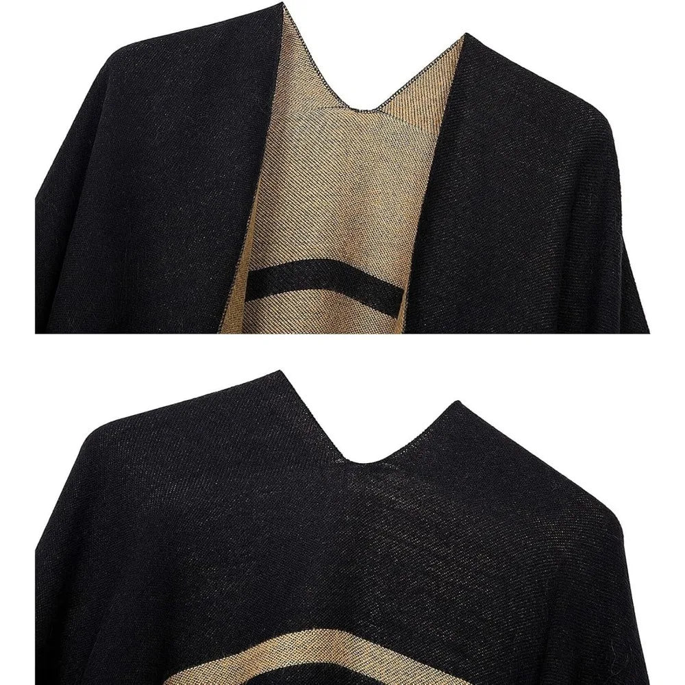 Women's shawl, front open cape, oversized sweater, autumn and winter casual open cape