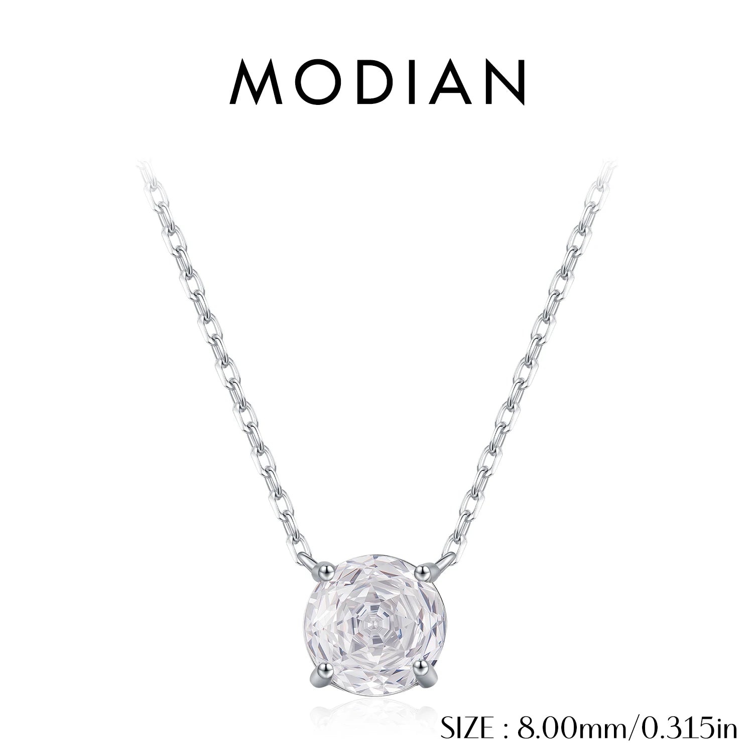 MODIAN 925 Sterling Silver Multi-Color Fashion Round Rose Cut Zirconia Pendant Necklace For Women Vacation Fine Jewelry  ﻿