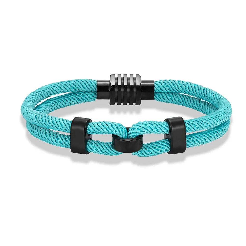 MKENDN 4mm Braided Rope Bracelet for Men Nautical Wrap Magnetic Button Bangle Bicycle Accessories Fashion Pulseria Homme