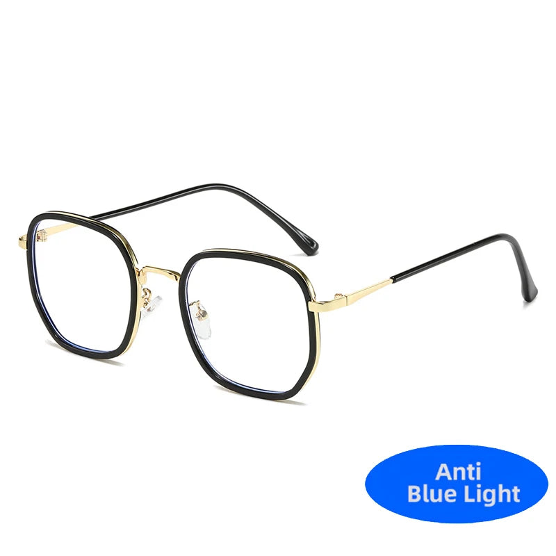 New Simple Square Metal Anti Blue Light Glasses Men Women Oversized Retro Optical Spectacles Frame Fashion Prescription Eyeglass