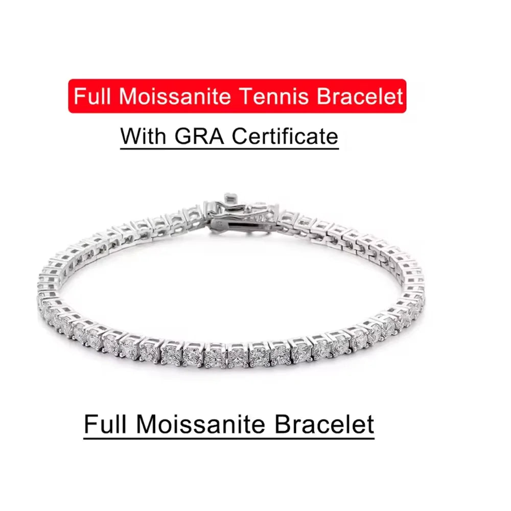 Serenity 3mm 4mm 5mm Moissanite Tennis Bracelet For Women Man Gift S925 Sterling Silver Plated 18K Moissanite Hand Chain Jewelry - Madeinsea©