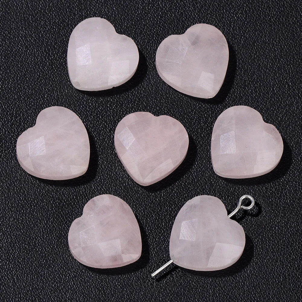 Natural Rose Quartz Healing Stone Bead 15MM Faceted Heart Shape Pink Crystal Beads For Jewelry Making Earrings Necklace Bracelet