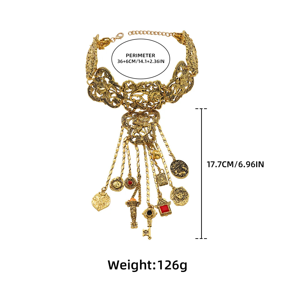 ZAA Bohemian Long Key Fish Pendant Multi-layer Floral Tassel for Women