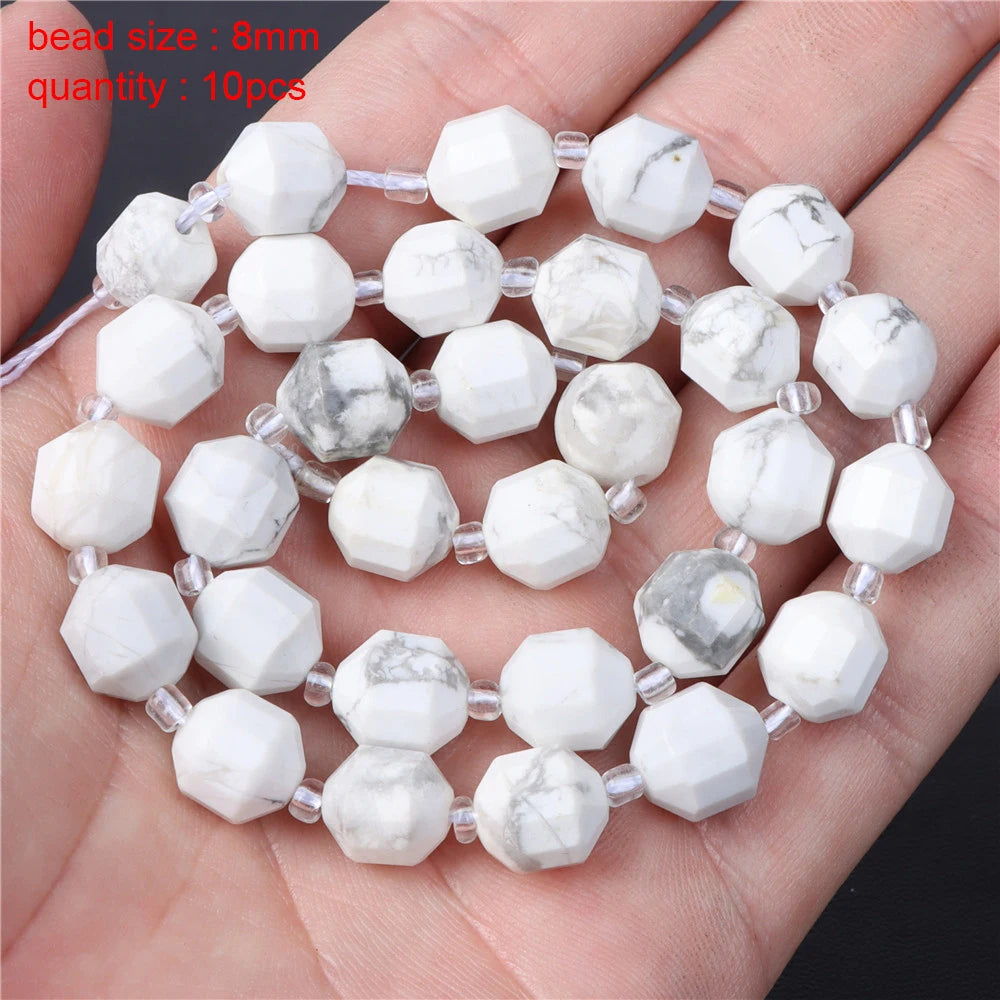 New Arrival Natural Howlite Stone Bead White Turquoises Loose Beads Jewelry Making Perles Gem Loose Beaded Diy Bracelet Necklace