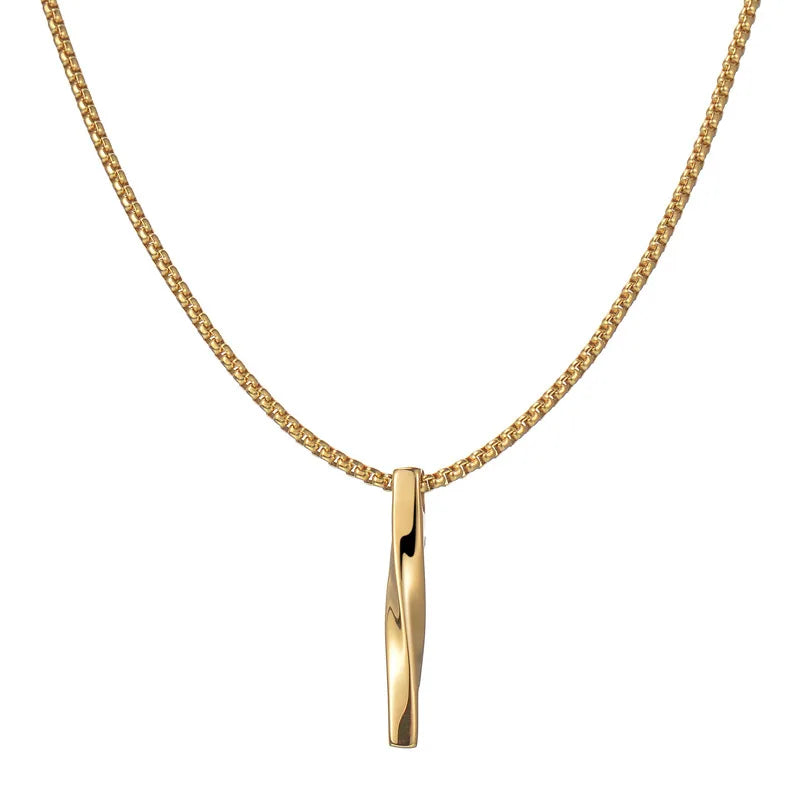 MKENDN Charm Stainless Steel Spiral Cylinder Pendant Necklace for Men High Quality Geometric Necklace with Chain Accessories