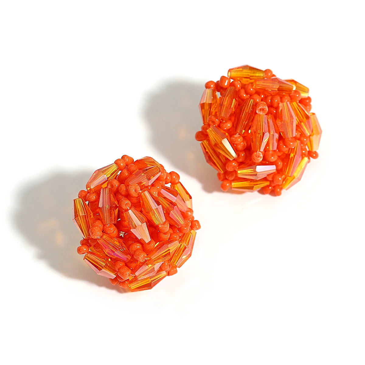 AENSOA Multicolor Crystal Seed Beads Round Stud Earrings for Women Bohemia Geometric Beaded Earrings Handmade Jewelry 2023