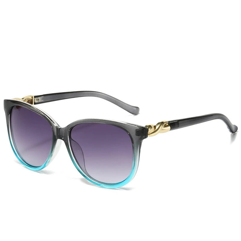 Elegant Ladies Cat Eye Sunglasses Women Luxury Brand Alloy Frame Twist Leg Shades Oversized Sun Glasses Female Outdoor Goggles