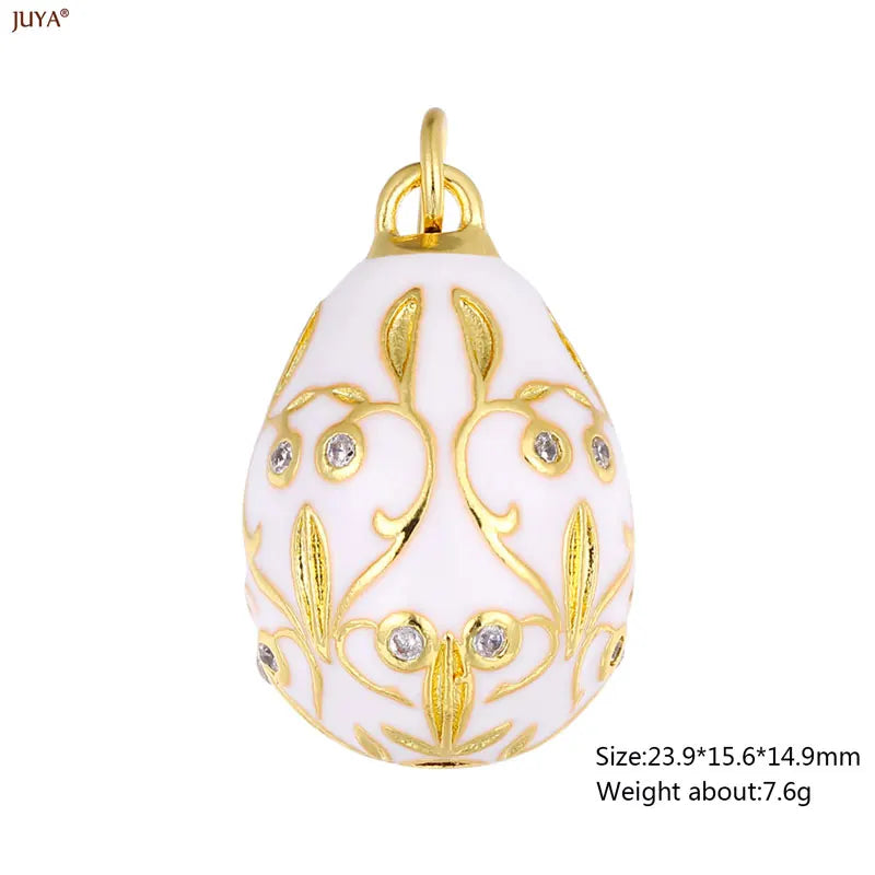 JUYA New 3D Water Drop Pendant Bohemia Type CZ Enamel Charm For DIY Women Necklaces Jewelry Making Accessories