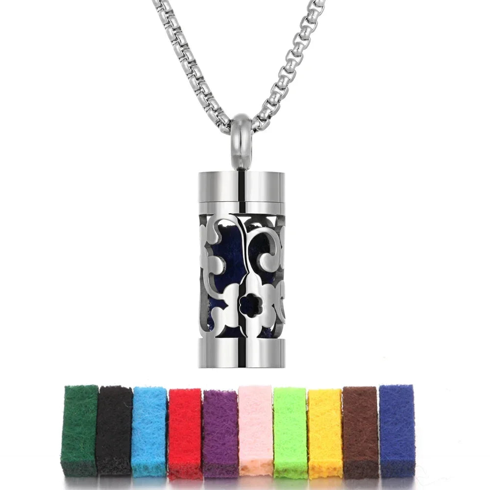 New Stainless Steel Aromatherapy Jewelry Necklaces Perfume Essential Oil Diffuser Pendant Necklace Flower Locket Aroma Necklaces