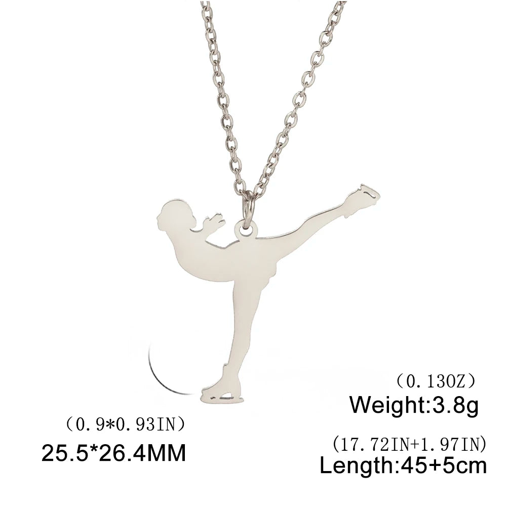 Dreamtimes Gymnastics Necklace Stainless Steel Sports Dance Artistic Gymnastics Skating Athlete Jewelry Pendant Women's Gift