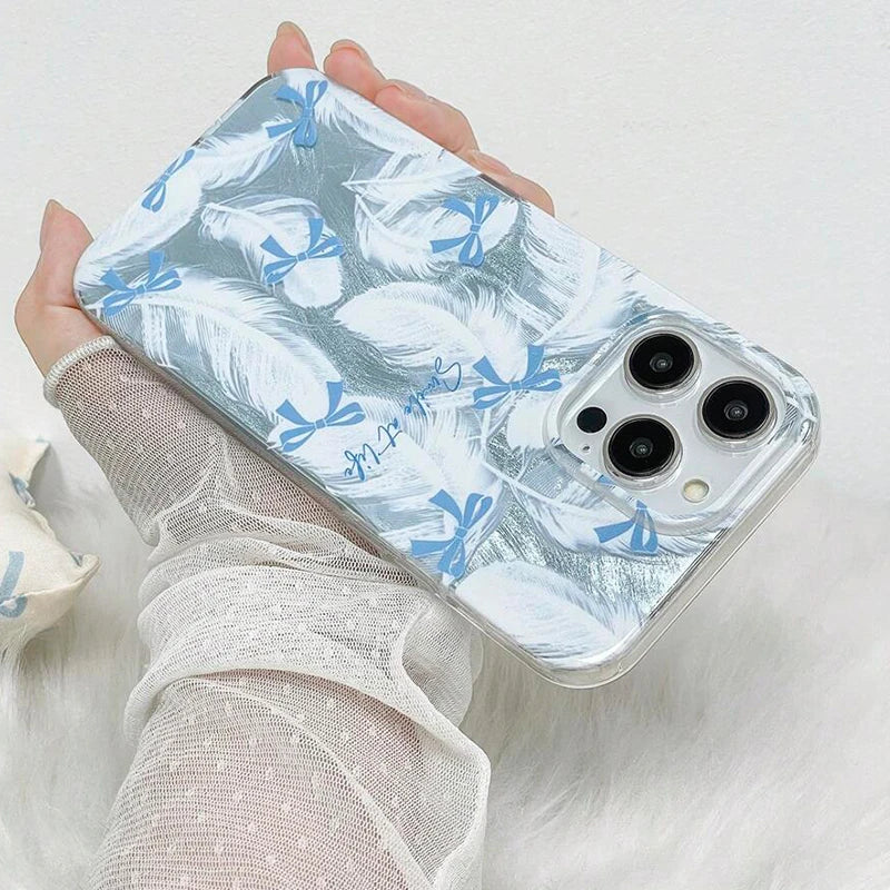 Case for iPhone 16 Fashionable Butterfly Bow Print Phone Cases for iPhone 15 14 13 12 11 Pro Max X XR XS 7 8 Plus SE2 16E Cover