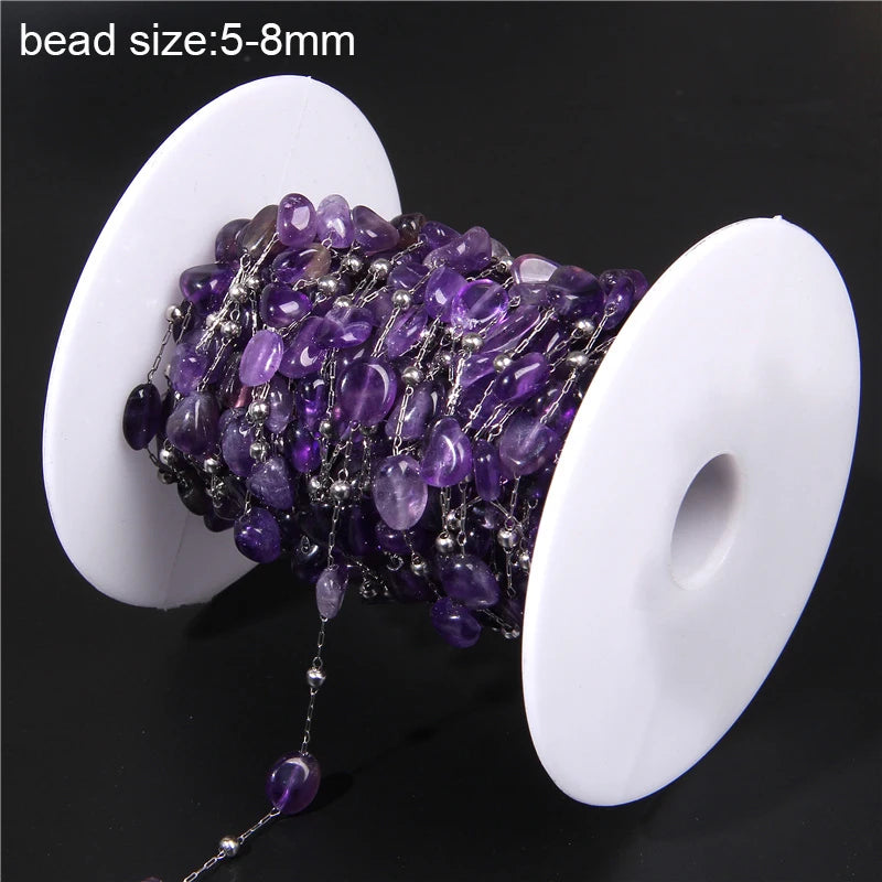 Natural Quartzs Stone Stainless Steel Chips Beads Chains For DIY Bohemia Jewelry Making Women Necklace Choker Bracelet Handmade - Madeinsea©