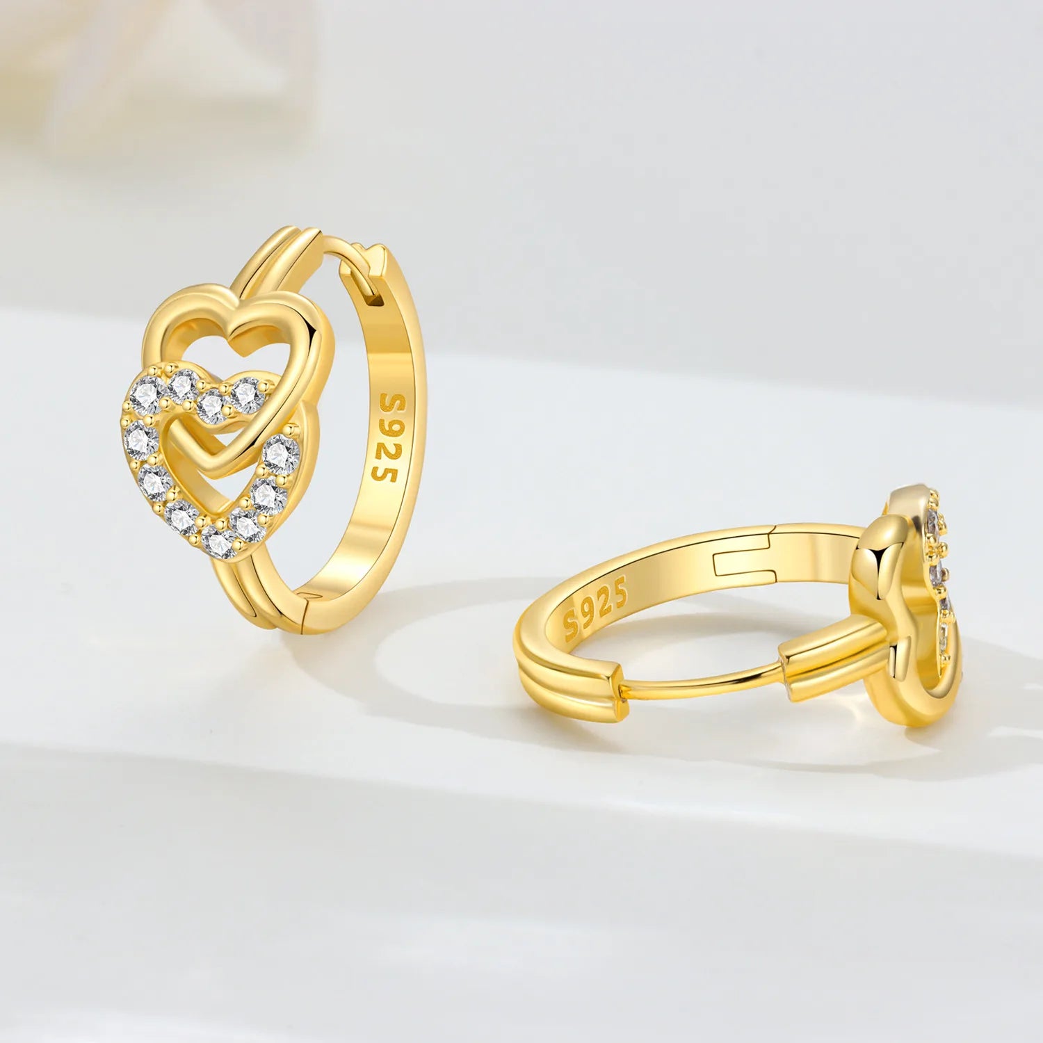 PANPOKI Original 925 Sterling Silver Golden Infinite Love Earrings Women Hoop Earring Anniversary Jewelry Trendy Gifts