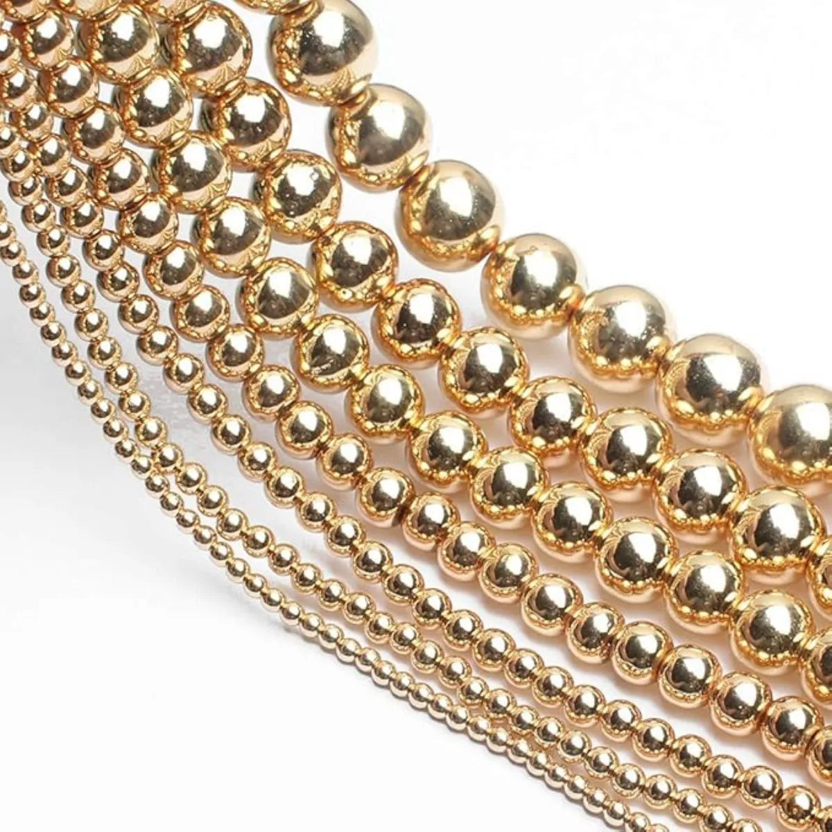 Round Hematite Beads 2/3/4/6/8/10mm Natural Stone 14K Gold Color Loose Beads Ball Jewelry Bracelets Making DIY Accessories SSS