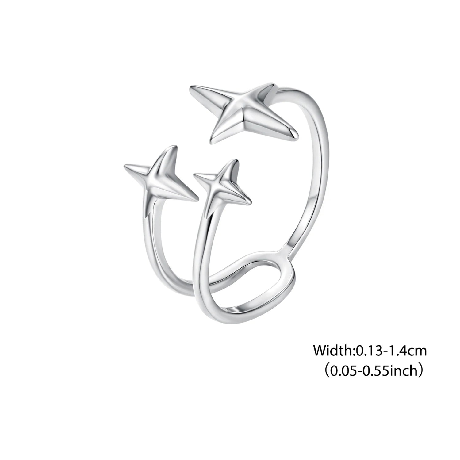 WOSTU 925 Sterling Silver Star Open Ring Moon Starlight Planet Original for Women Wife Anniversary Birthday Fine Jewelry Gift