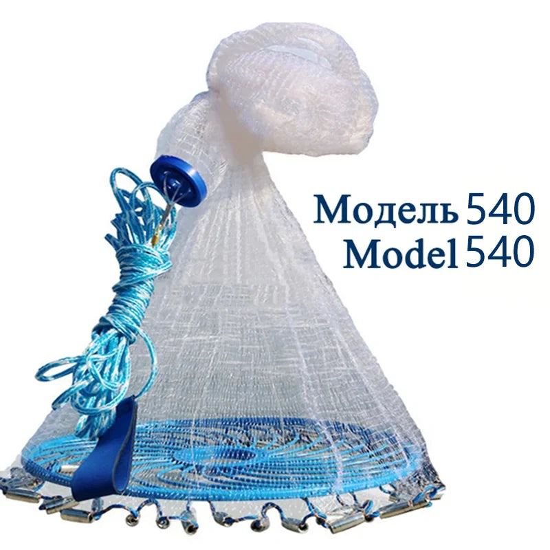 Lawaia Hand Cast Net Aluminum or Blue Plastic Ring Folding Network Steel Pendant Monofilament Nylon Fishing Line Fishnet - Madeinsea©