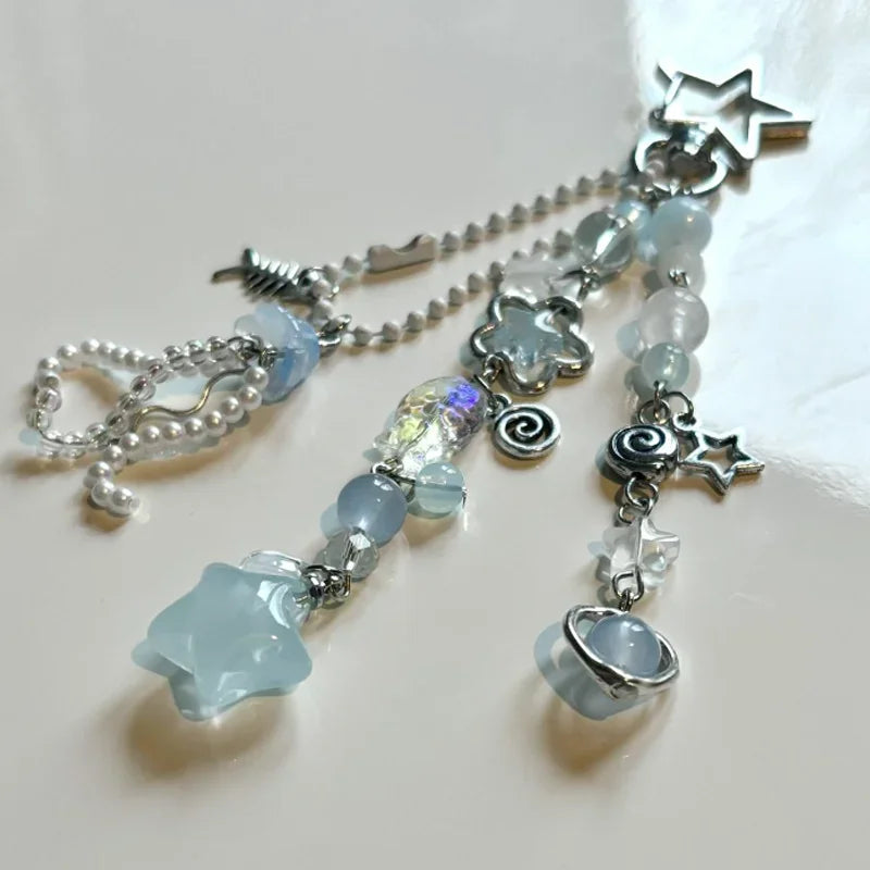 Sea Star keychain y2k blue jellyfish keychain