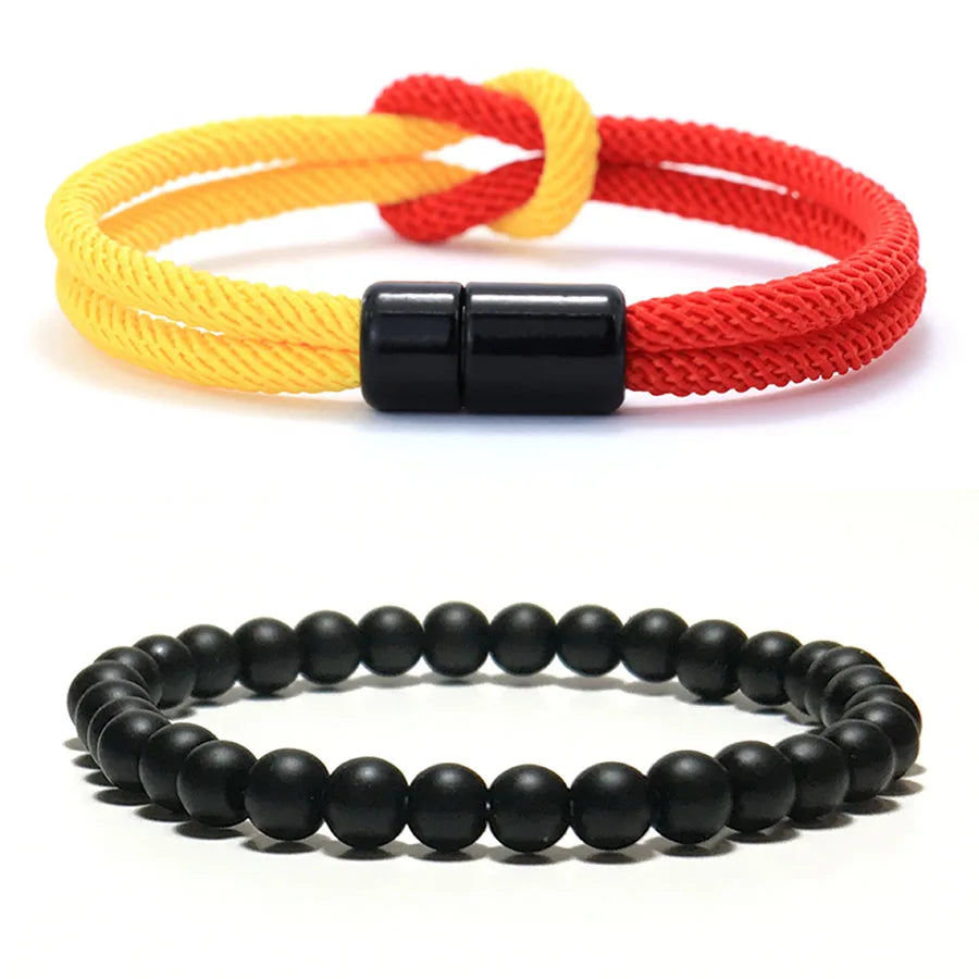 8 Styles Men Bracelet Set 2Pcs/Pair Grade A 4mm Bicolor Lucky Chinese Knot Cord Chain Braclet Pulseria Hombre Ukrainian Braslet