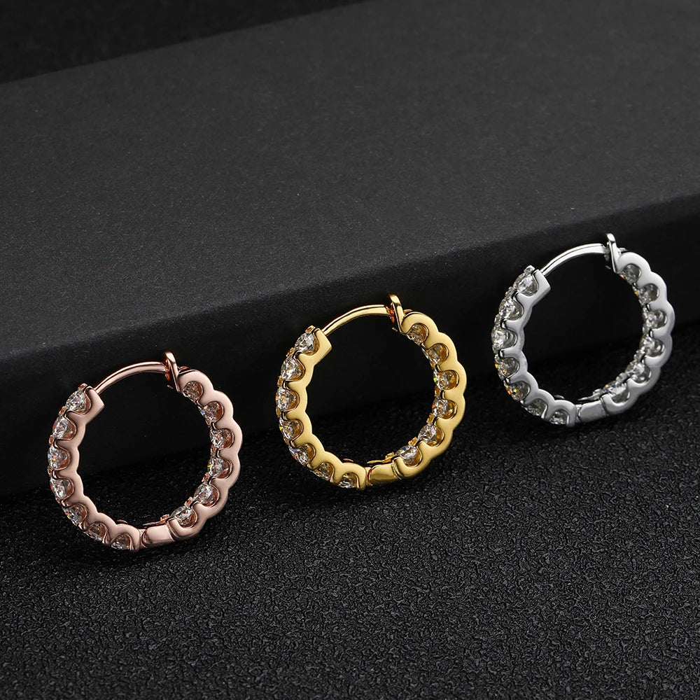 Serenity 2.6ct Rose Gold Moissanite Earrings Women Wedding Gift S925 Sterling Silver Lab Diamond Hoop Earrings Jewelry Wholesale - Madeinsea©