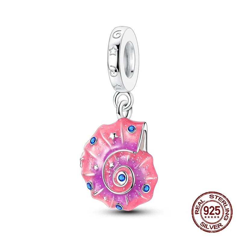 Summer 925 Sterling Silver Luminous Ocean Pendants Crab Whale Shark Charms Beads Fit 925 Original Bracelet Fine DIY Jewelry Gift