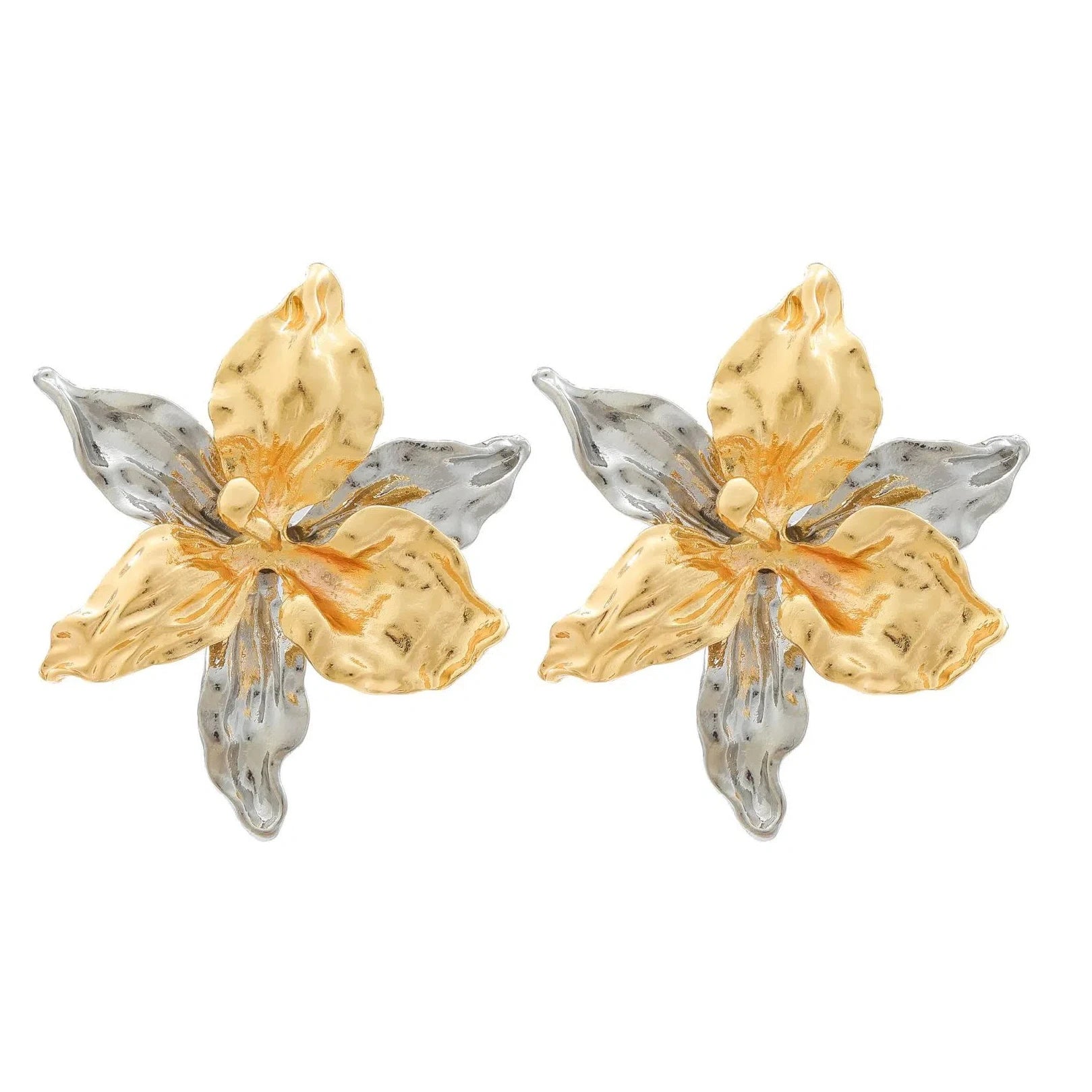 ZAA Exaggerated Multi-layer Alloy Color Blocked Flower Earrings