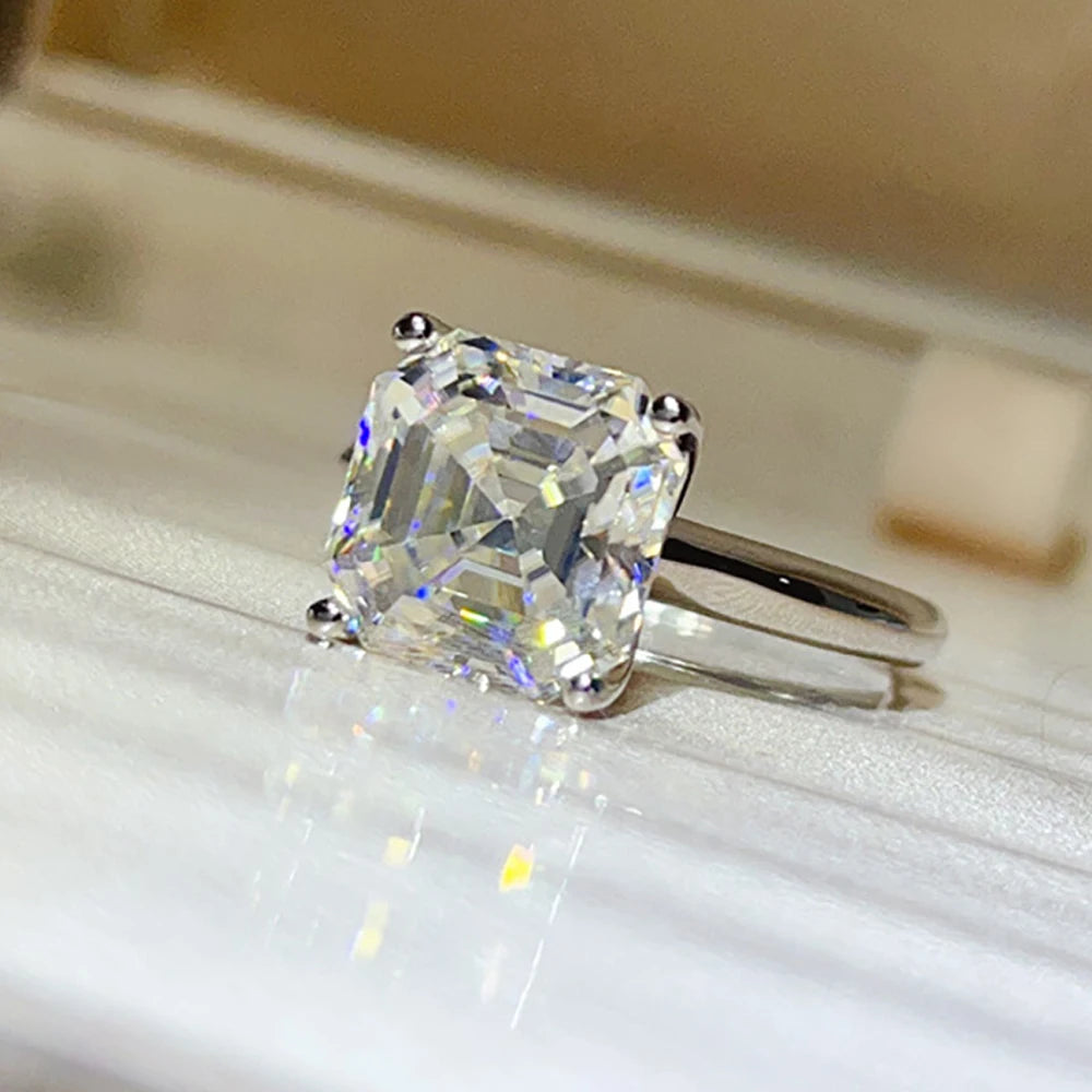 Serenity 2ct 3ct 5ct Asscher D Moissanite Rings for Women Solid s925 Silver Square Lab Diamond Eternity Rings Plated 18K Jewelry - Madeinsea©