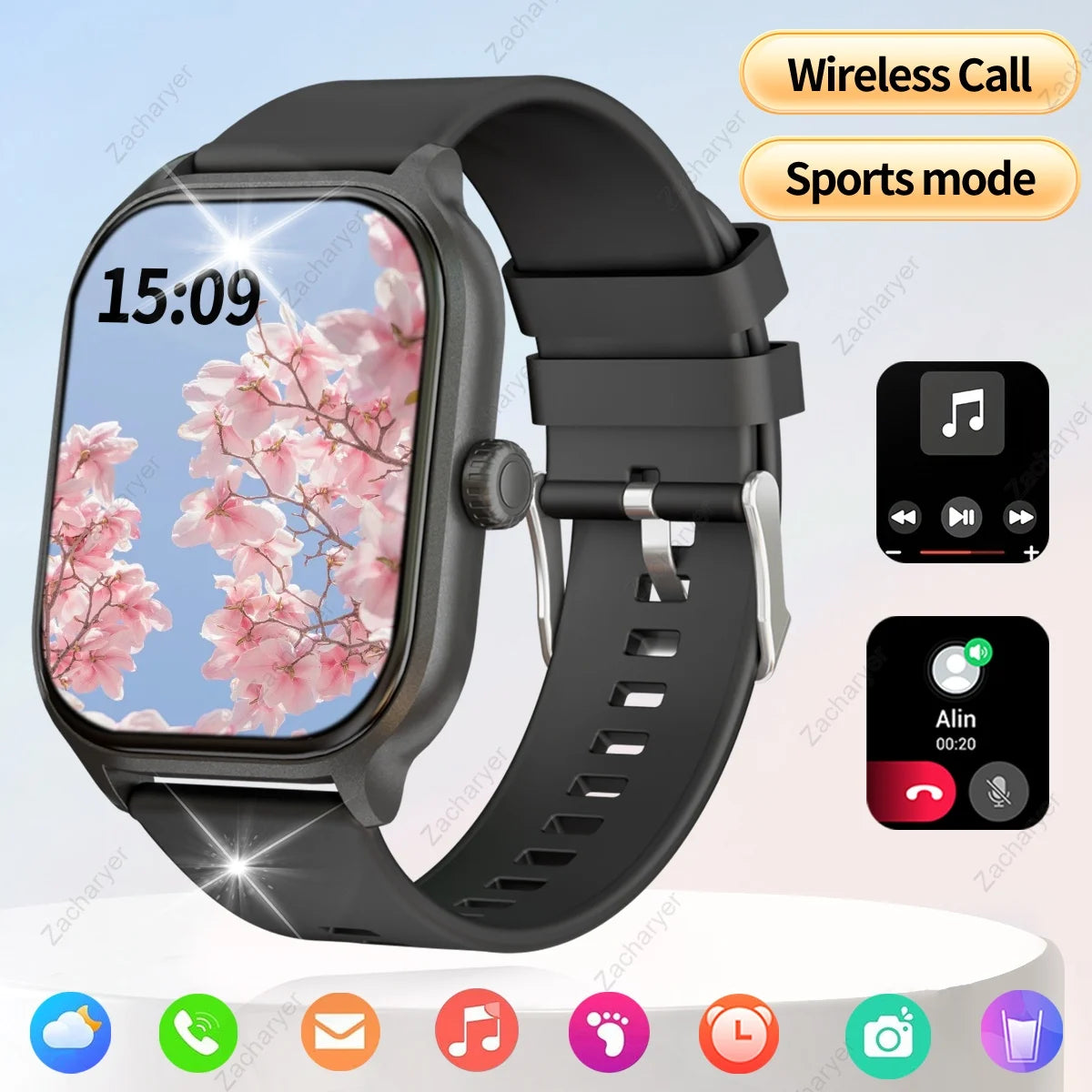 HOT With wireless call function, compatible with Android and iPhone, sports watch, application control, SMS reminder