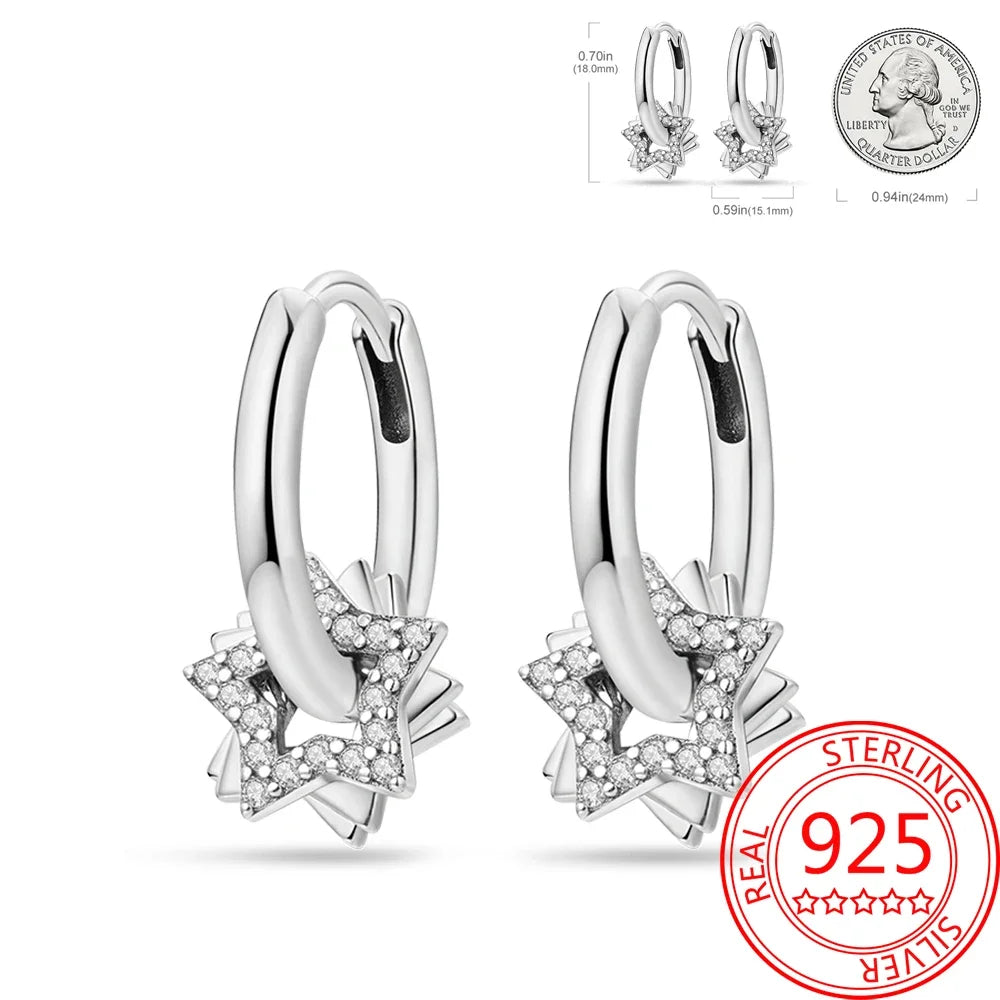 Ear Ring Series 925 Sterling Silver Star Moon Unicorn Tulip Flower Butterfly Bee Geometry Earrings Ladies Pairing with Jewelry