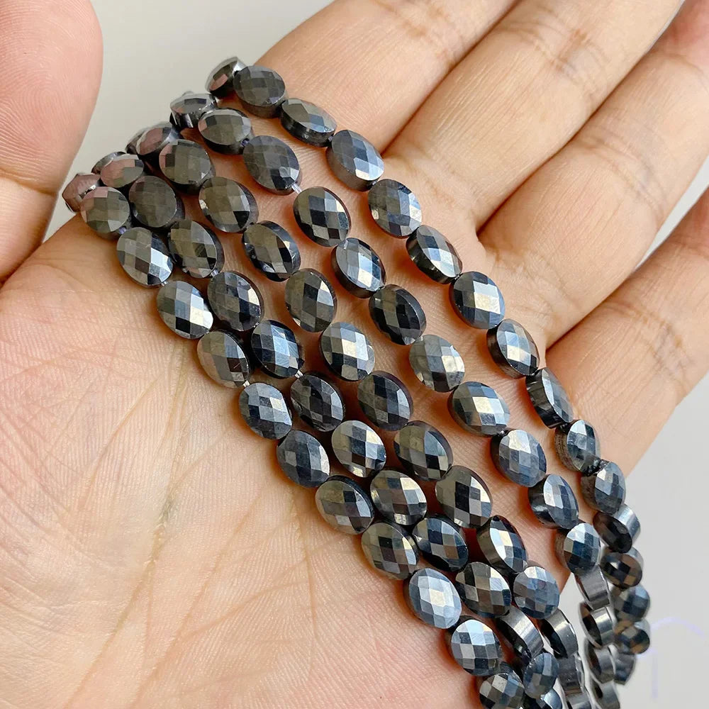 Fashion Natural Oval Shape Stone Bead Faceted Jades Tiger Eye Jaspers Loose Spacer Beads DIY Necklace Bracelet Earrings 6x8mm