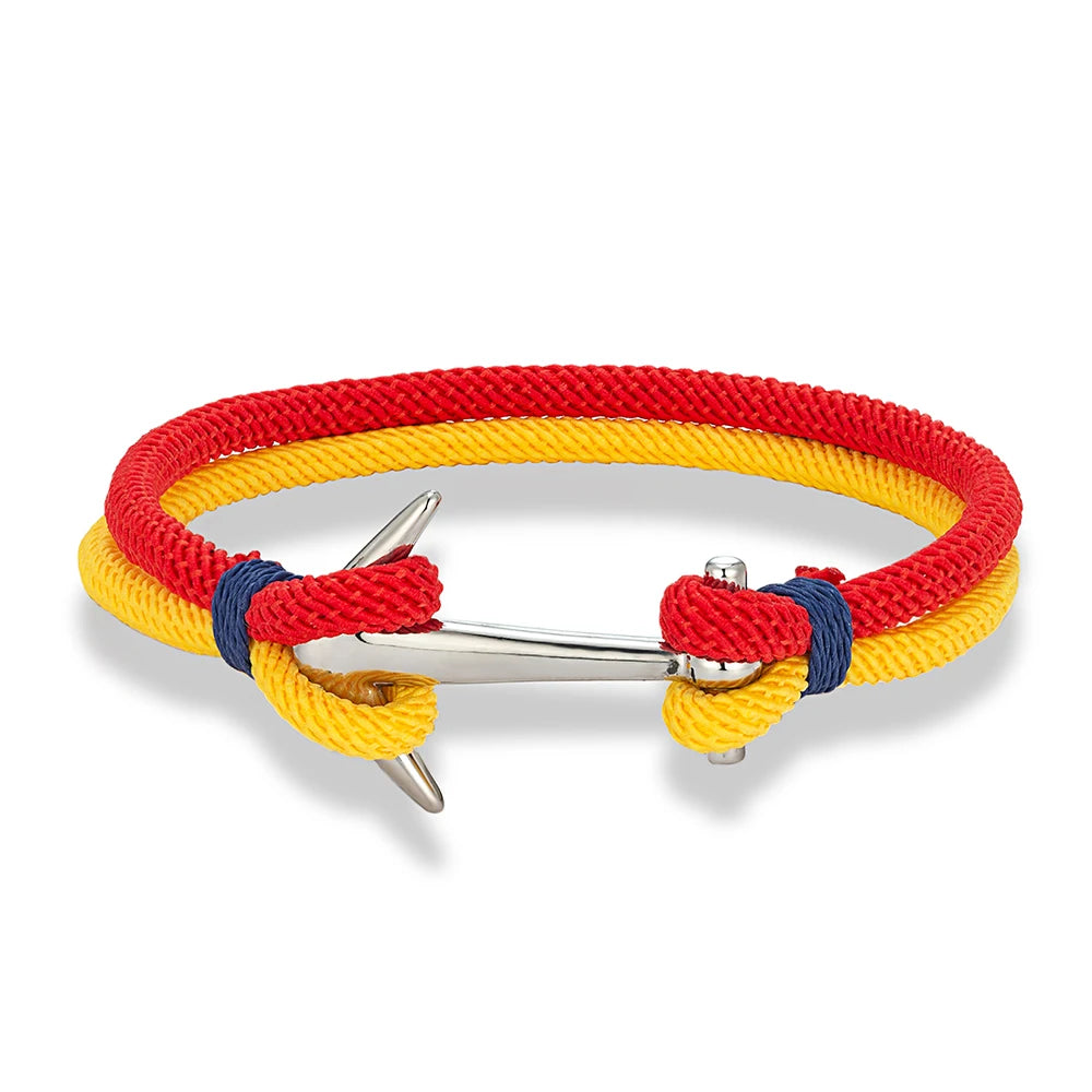 MKENDN Modische Ankerarmbänder für Herren, zweireihig, nautisch, Surfer-Stil, wasserdicht, mit Edelstahl-Sportschließe