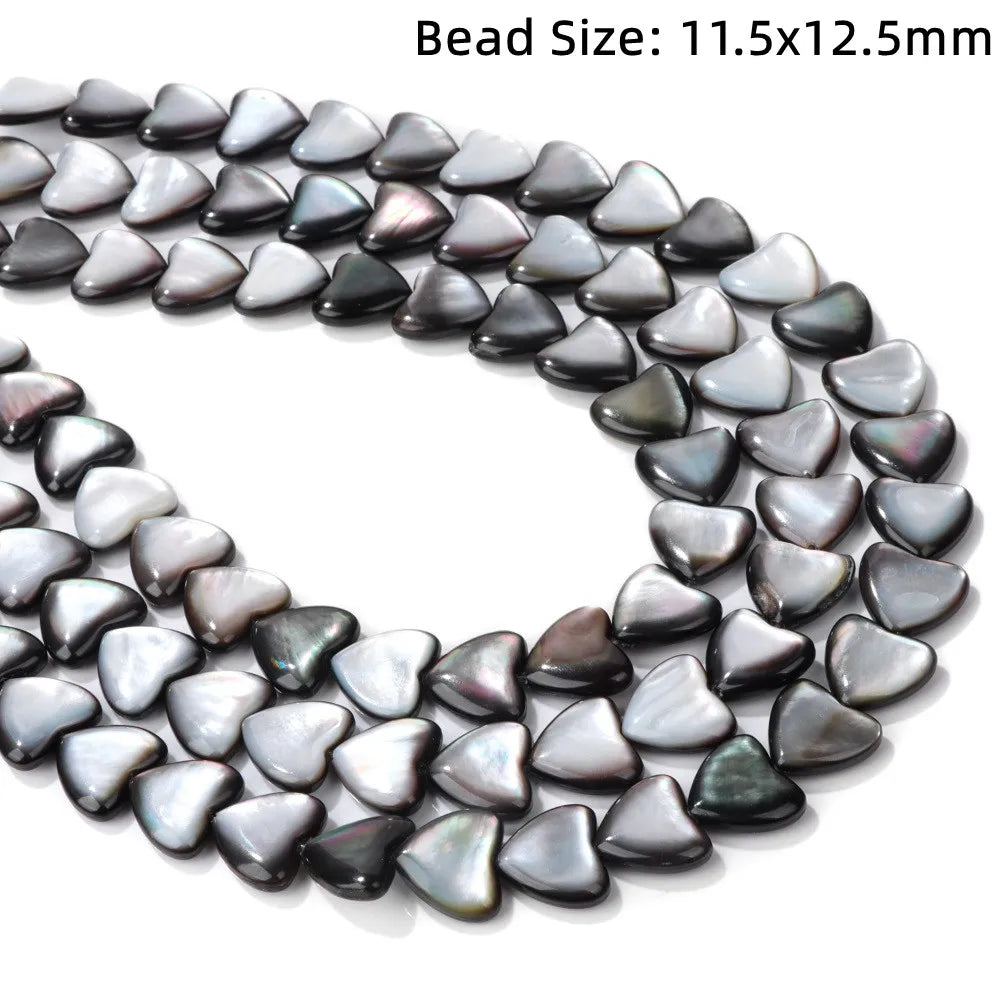 High Quality Natural Shell Beads Grey Mother of Pearl Heart Square Round Spacer Beads For Jewelry Making DIY Bracelet Handmade