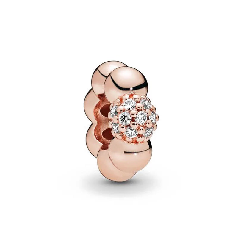 Hot Selling Rose Gold Series Leaf Bead Key Lock Pendant Suitable For European Original Bracelet DIY Exquisite Jewelry S925 Silve