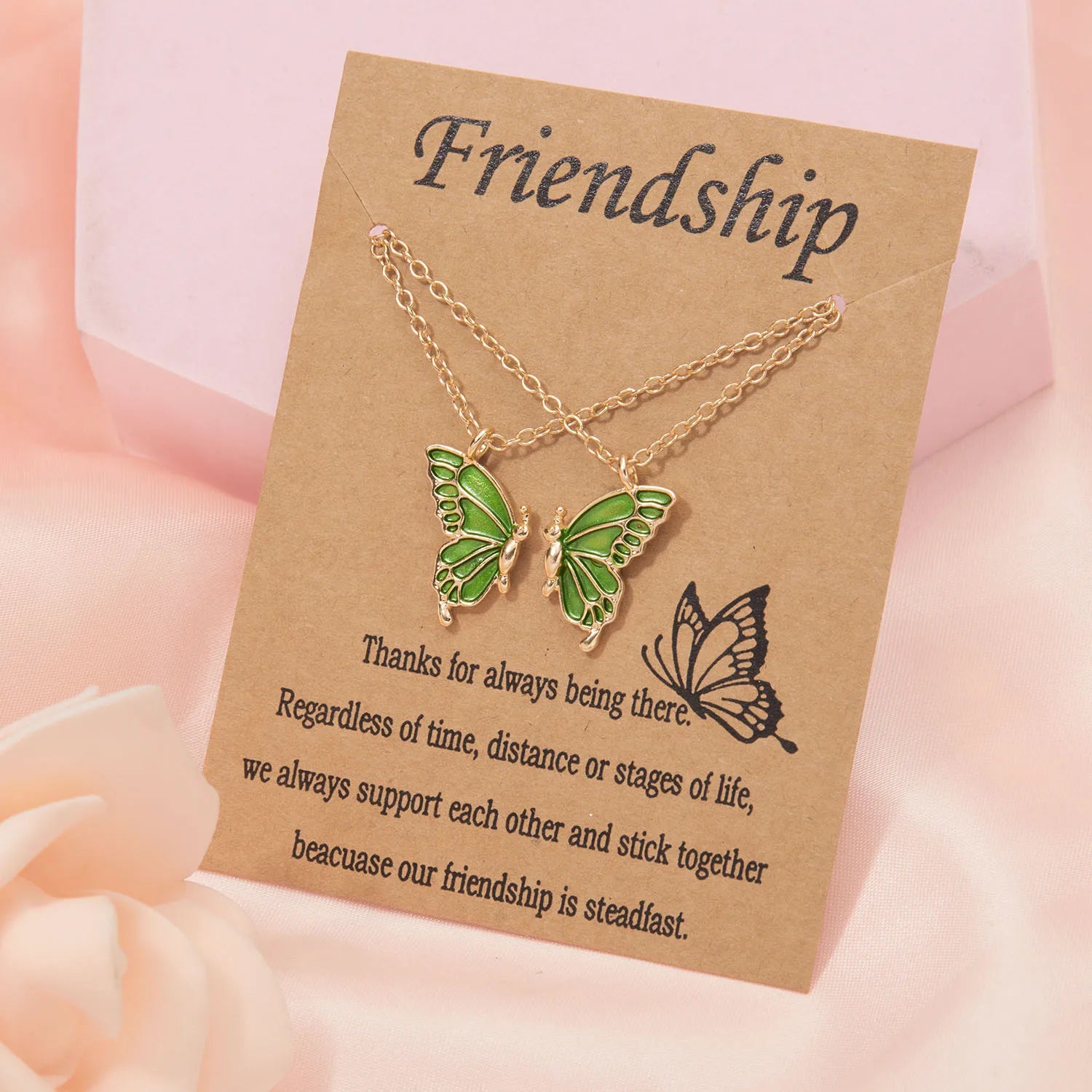2 Pcs Butterfly Choker Necklace Korean Fashion Daisy Flower Clavicle Chain Necklaces Friendship BFF Rainbow Best Friend Jewelry