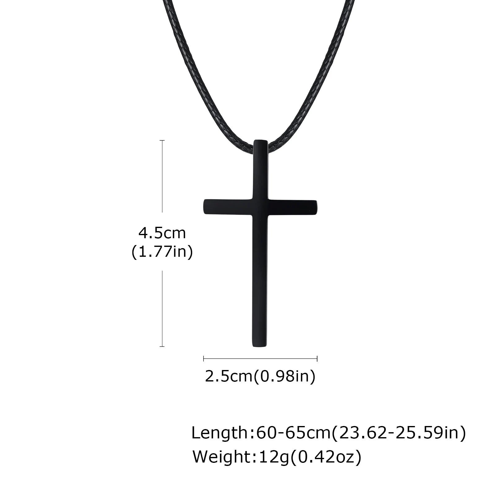 Vnox Minimalist Stainless Steel Cross Necklaces,Simple Thick Metal Pendant with Adjustable Black Rope Chain,Mens Religon Jewelry