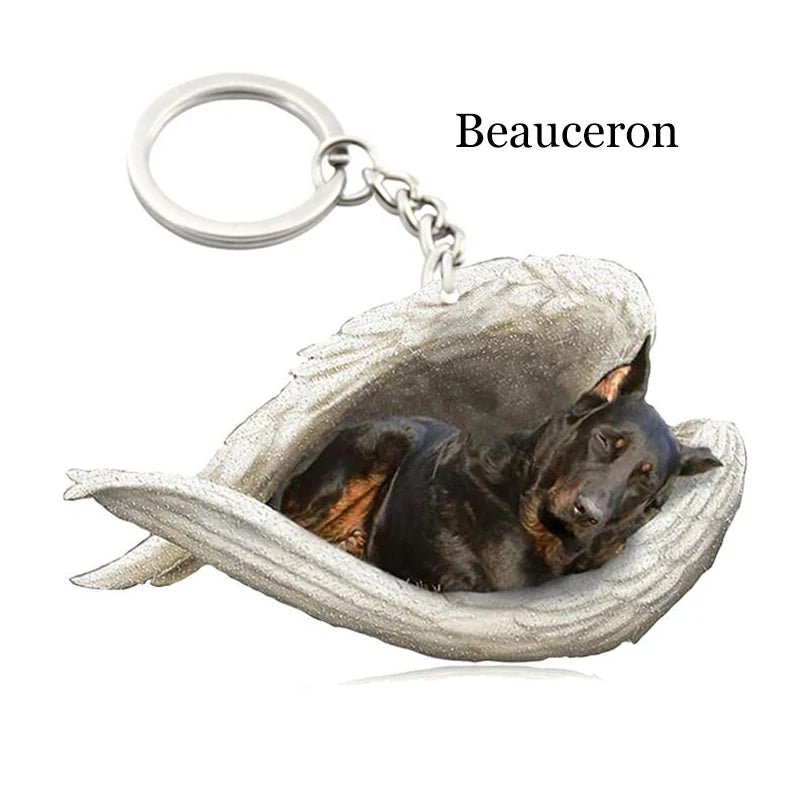 100 Style Cut Dog Sleeping Angel Pendant Bag Keychain Car Keychain Keyring Animal Pet Jewelry Boyfriend Girls Gift Accessories