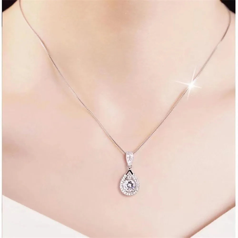 Serenity D Color 5ct Big Moissanite Necklace For Women Anniversary Gift S925 Silver Water Drop Pendant Neck Chain Fine Jewelry