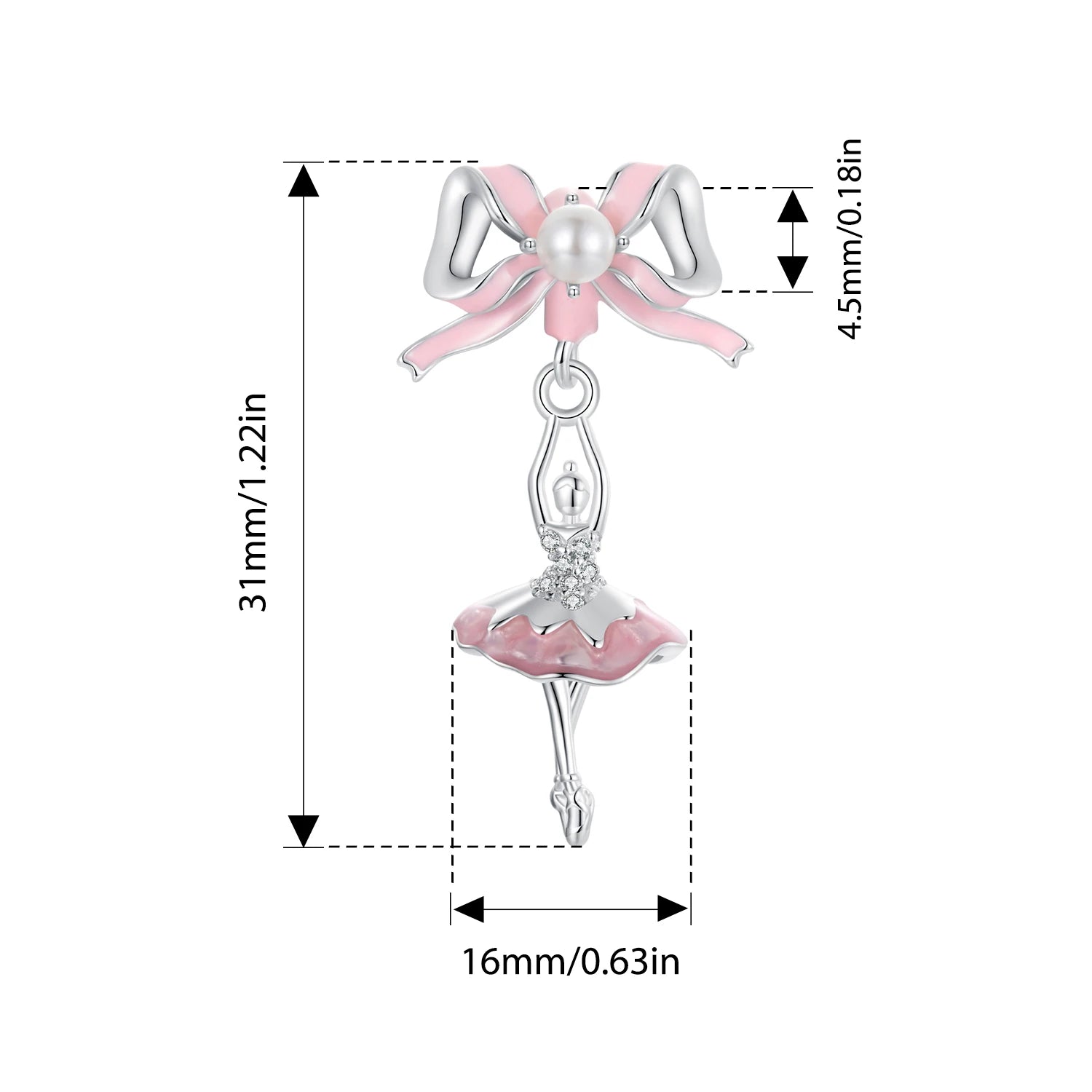 BAMOER 925 Silver Pink Party Series Pendant Transparent Bow Beads for Women Sweet Girl DIY Birthday Gift Jewelry Accessories