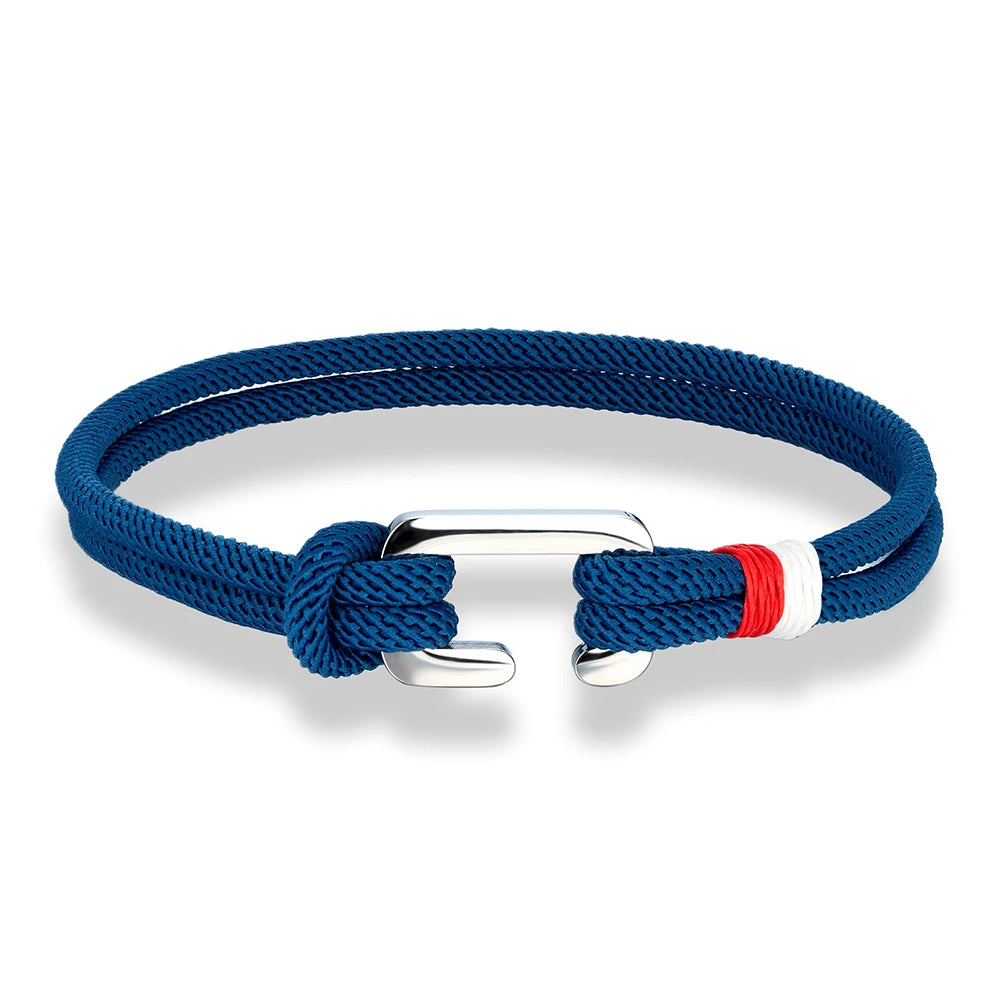 MKENDN Simple Style Braided Nylon Rope Bracelet Stainless Steel Mini C Clasp Survival Bracelet for Men Women Couple Boho Gifts