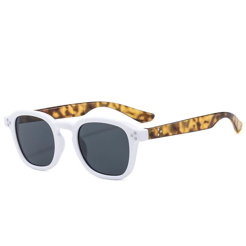 Fashion Vintage Rivet Oval Sunglasses Women Men Luxury Luxury Brand Design Leopard Sun Glasses Anti Blue Light Eyeglasses Frame