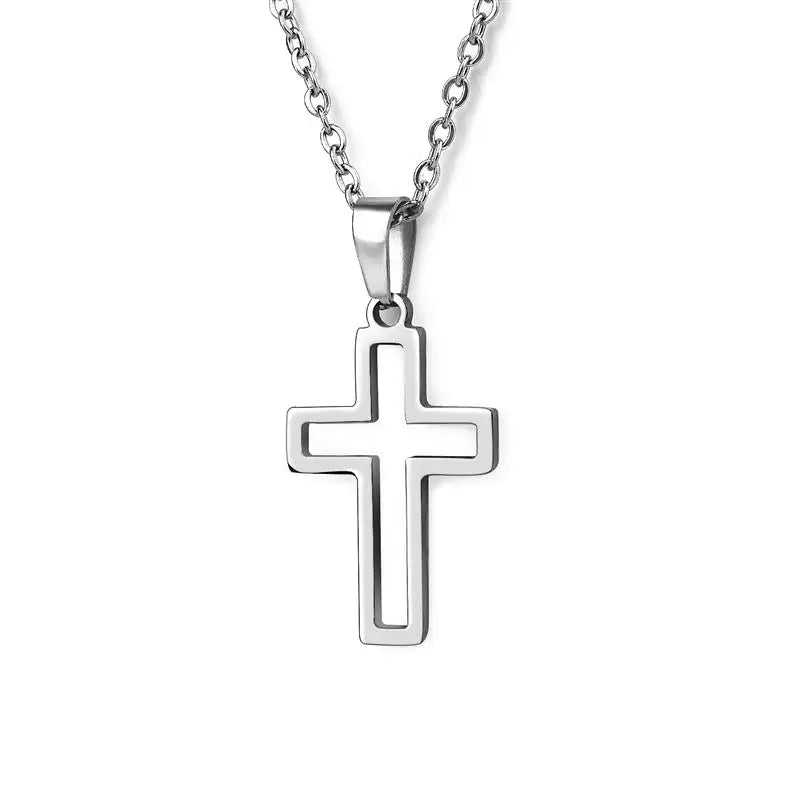 2022 Fashion Stainless Steel Necklace For Men Women Black Gold Color Silver Color Cross Pendant Chain Necklace Jewelry Gift