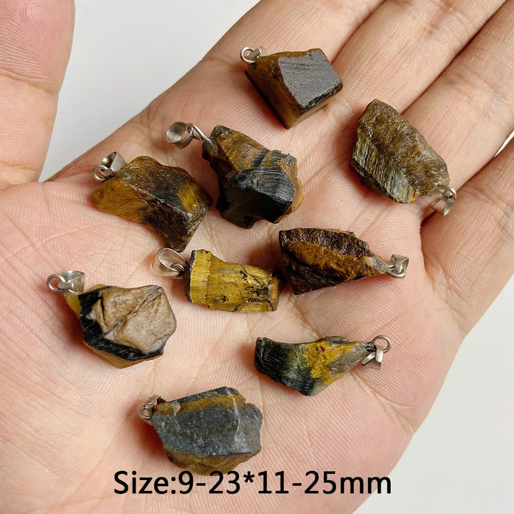 5pcs Natural Rough Stone Pendant Irregular Shape Healing Amethysts Labradorite Agat Quartz Pendants For DIY Handmade Necklace