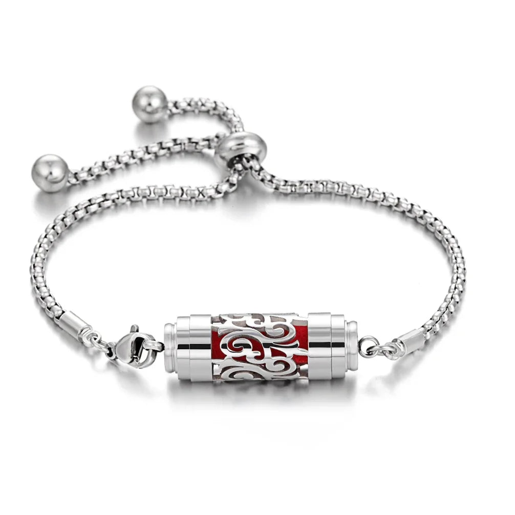 2024 New Stainless Steel Aromatherapy Diffuser Bracelet Locket Adjustable Chain Aroma Perfume Essential Oil Diffuser Bracelet