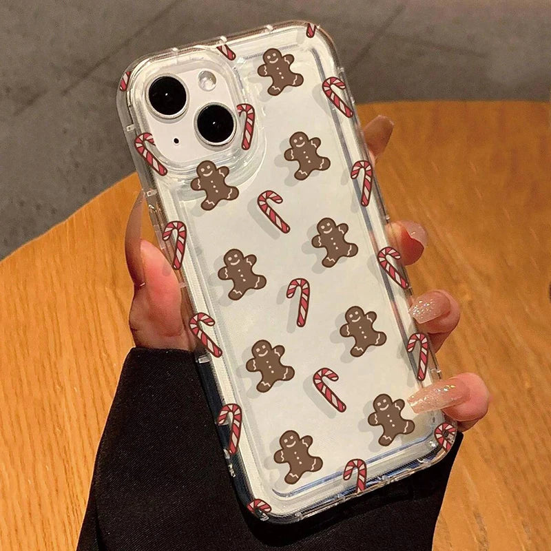 Case for Xiaomi Poco X6 F5 X3 Pro Christmas Candy Sticks and Gingerbread Print Clear Phone Cover for Poco F5 X3 X6 Pro 5G Fundas